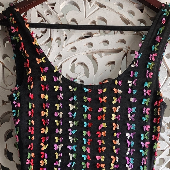 VINTAGE 70s 80s Modet of California black sheath BOW MINI dress women's Med - Picture 6 of 11